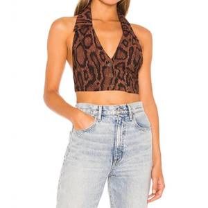 NEW WWW bella halter-neck vest in brown